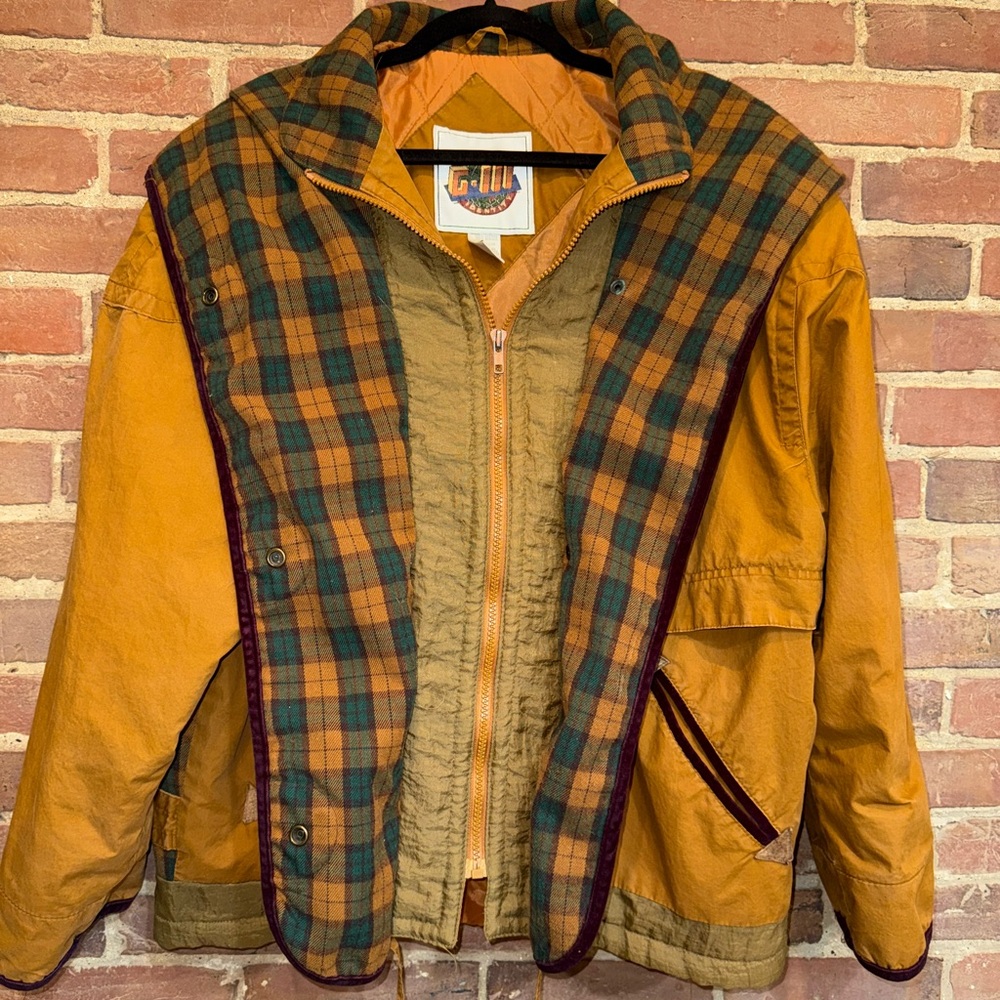 Men's Vintage Mustard Jacket with Plaid Lining - Picture 6 of 10